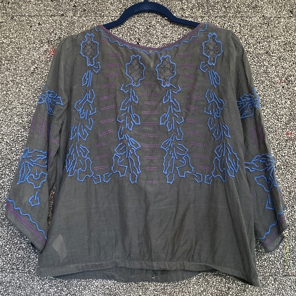 Free People Black Embroidered Top M - Picture 5 of 5